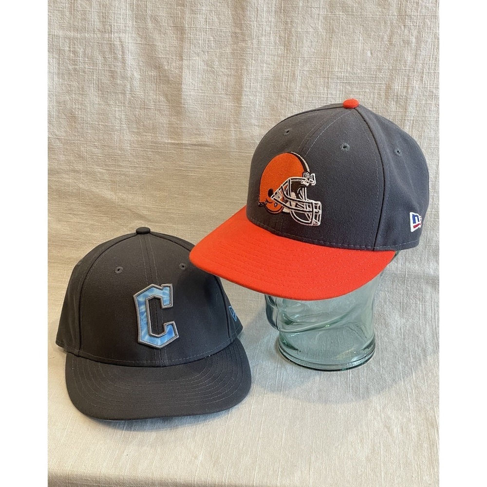 SET Cleveland Guardians Browns MLB‎ NFL New Era 2022 59FIFTY Fitted Cap 7 1/4